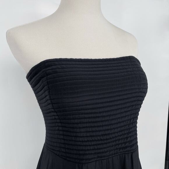 Gilner Farrar Niki Large Strapless Silk Jumpsuit Wide Leg Pockets Playsuit Black - Picture 12 of 15